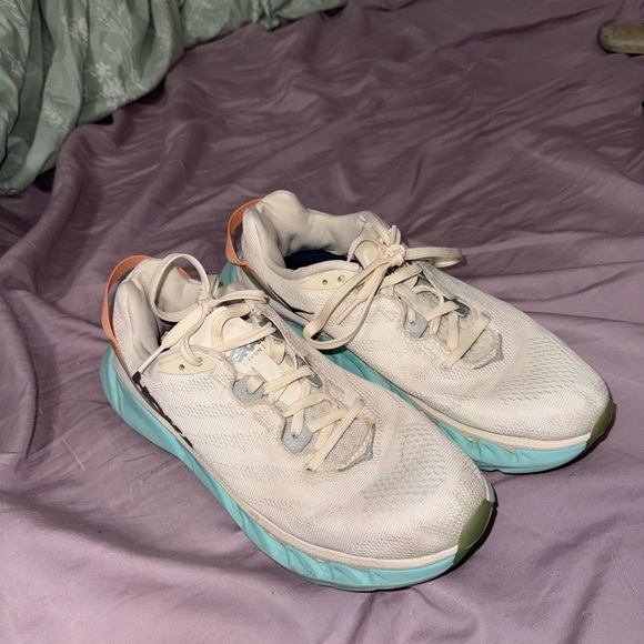 Hoka Women's Cream/white and Aqua Athletic Shoes - Picture 4 of 4